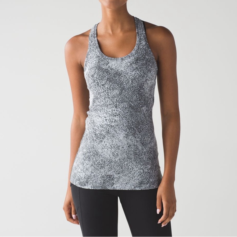 Lululemon Cool Racerback II - Luon Spray Jacquard White Black